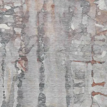 3' X 5' Copper And Gray Abstract Washable Indoor Outdoor Area Rug