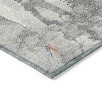 5' X 8' Copper And Gray Abstract Washable Indoor Outdoor Area Rug