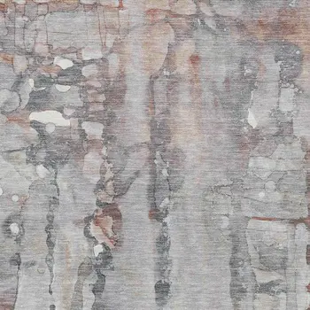 5' X 8' Copper And Gray Abstract Washable Indoor Outdoor Area Rug