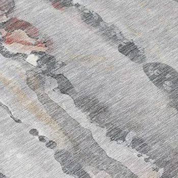 5' X 8' Copper And Gray Abstract Washable Indoor Outdoor Area Rug