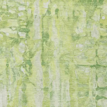 3' X 5' Lime Green And Ivory Abstract Washable Indoor Outdoor Area Rug