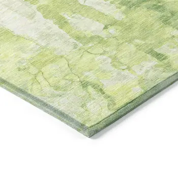 5' X 8' Lime Green And Ivory Abstract Washable Indoor Outdoor Area Rug