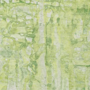 5' X 8' Lime Green And Ivory Abstract Washable Indoor Outdoor Area Rug