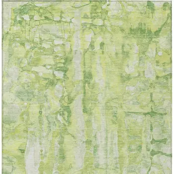 8' X 10' Lime Green And Ivory Abstract Washable Indoor Outdoor Area Rug