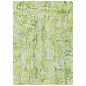 8' X 10' Lime Green And Ivory Abstract Washable Indoor Outdoor Area Rug