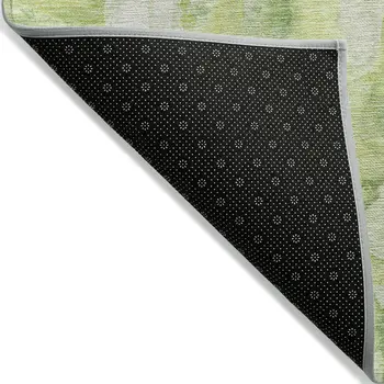 8' X 10' Lime Green And Ivory Abstract Washable Indoor Outdoor Area Rug