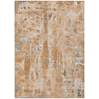 5' X 8' Orange And Gray Abstract Washable Indoor Outdoor Area Rug