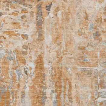 5' X 8' Orange And Gray Abstract Washable Indoor Outdoor Area Rug