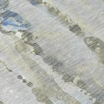 5' X 8' Sky Blue And Gray Abstract Washable Indoor Outdoor Area Rug