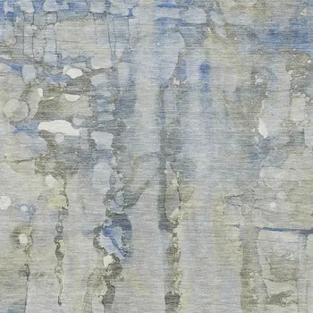 8' X 10' Sky Blue And Gray Abstract Washable Indoor Outdoor Area Rug