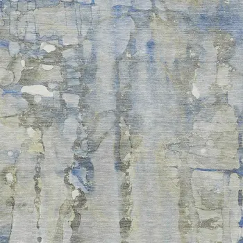 10' X 14' Sky Blue And Gray Abstract Washable Indoor Outdoor Area Rug