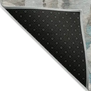 10' X 14' Teal Blue And Ivory Abstract Washable Indoor Outdoor Area Rug