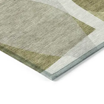 8' X 10' Fern Green And Gray Abstract Washable Indoor Outdoor Area Rug