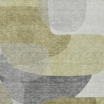 8' X 10' Fern Green And Gray Abstract Washable Indoor Outdoor Area Rug