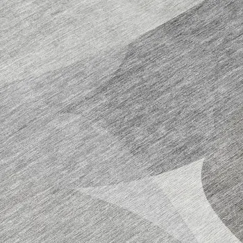 8' Linen And Gray Round Abstract Washable Indoor Outdoor Area Rug