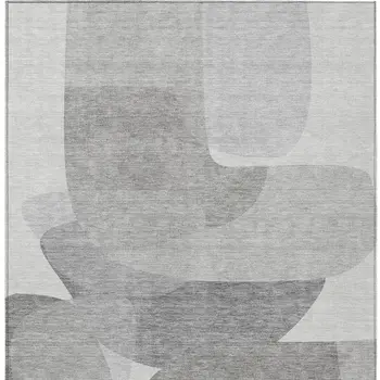8' X 10' Linen And Gray Abstract Washable Indoor Outdoor Area Rug