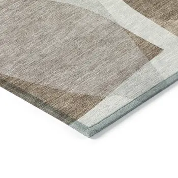 3' X 5' Brown And Gray Abstract Washable Indoor Outdoor Area Rug
