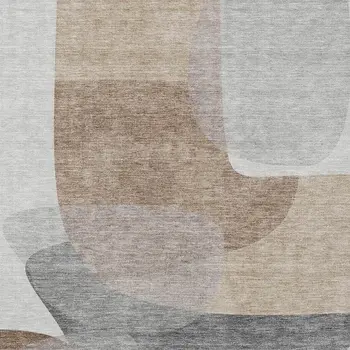 5' X 8' Brown And Gray Abstract Washable Indoor Outdoor Area Rug
