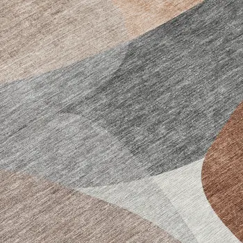 3' X 5' Rust And Gray Abstract Washable Indoor Outdoor Area Rug
