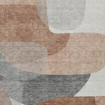 8' X 10' Rust And Gray Abstract Washable Indoor Outdoor Area Rug