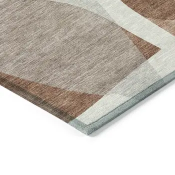 10' X 14' Rust And Gray Abstract Washable Indoor Outdoor Area Rug