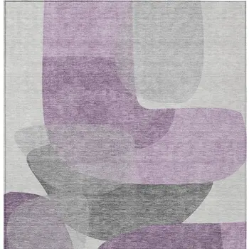 10' X 14' Purple And Gray Abstract Washable Indoor Outdoor Area Rug