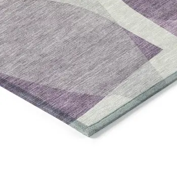 10' X 14' Purple And Gray Abstract Washable Indoor Outdoor Area Rug