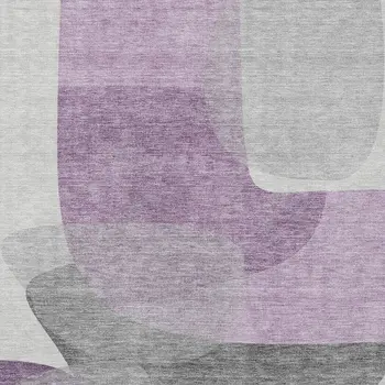 10' X 14' Purple And Gray Abstract Washable Indoor Outdoor Area Rug