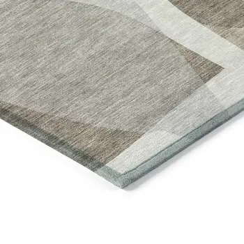 3' X 5' Taupe And Gray Abstract Washable Indoor Outdoor Area Rug