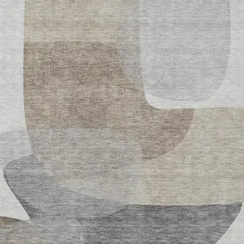 8' X 10' Taupe And Gray Abstract Washable Indoor Outdoor Area Rug