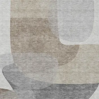 9' X 12' Taupe And Gray Abstract Washable Indoor Outdoor Area Rug