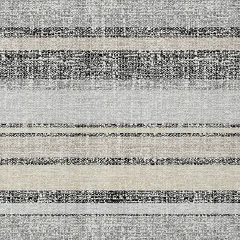 5' X 8' Black And Silver Striped Washable Indoor Outdoor Area Rug