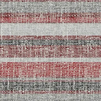 3' X 5' Burgundy And Silver Striped Washable Indoor Outdoor Area Rug