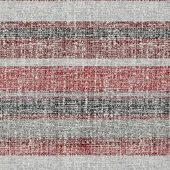 9' X 12' Burgundy And Silver Striped Washable Indoor Outdoor Area Rug