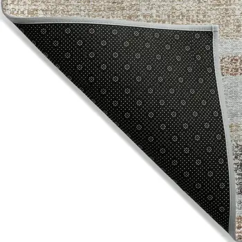 8' X 10' Gray And Silver Striped Washable Indoor Outdoor Area Rug