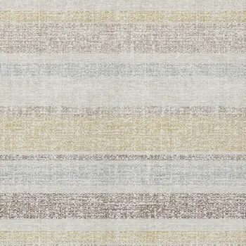8' X 10' Ivory And Beige Striped Washable Indoor Outdoor Area Rug