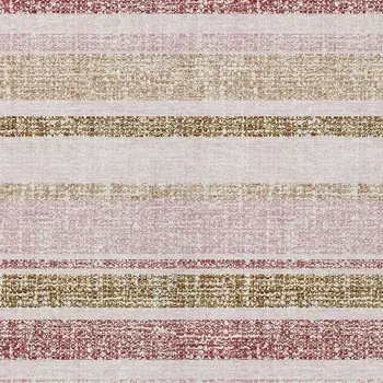 5' X 8' Pink And Beige Striped Washable Indoor Outdoor Area Rug