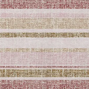 9' X 12' Pink And Beige Striped Washable Indoor Outdoor Area Rug