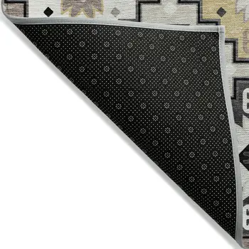10' X 14' Black Wheat And Gray Southwestern Washable Indoor Outdoor Area Rug