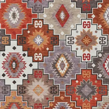 3' X 5' Rust Lavender And Ivory Southwestern Washable Indoor Outdoor Area Rug