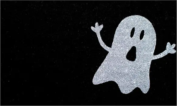 17" X 29" White And Black Ghost Coir Outdoor Halloween Door Mat