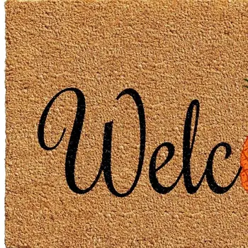17" X 29" Natural And Black Pineapple Welcome Outdoor Coir Door Mat