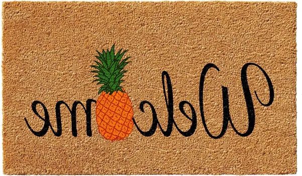 17" X 29" Natural And Black Pineapple Welcome Outdoor Coir Door Mat