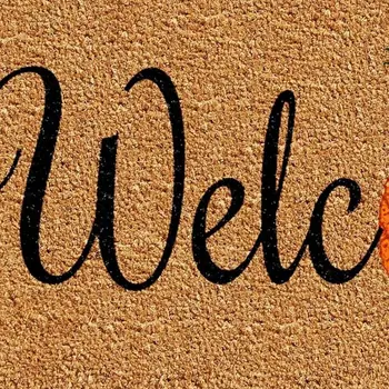 17" X 29" Natural And Black Pineapple Welcome Outdoor Coir Door Mat