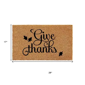 17" X 29" Black And Natural Coir Give Thanks Outdoor Door Mat