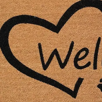 17" X 29" Natural And Black Pawprint Welcome Outdoor Coir Door Mat