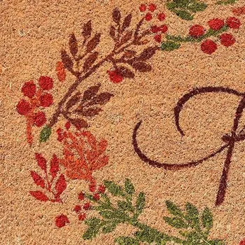 17" X 29" Natural Green And Orange Fall Leaves Coir Outdoor Door Mat