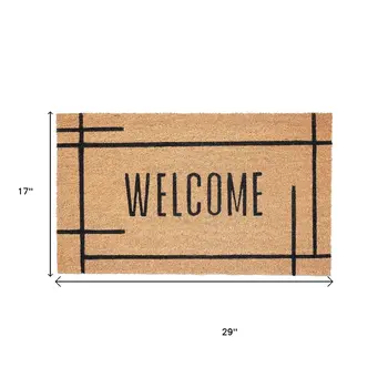 17" X 29" Natural And Black Welcome Outdoor Coir Door Mat