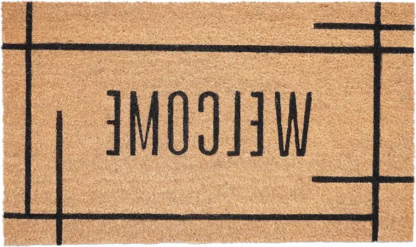 17" X 29" Natural And Black Welcome Outdoor Coir Door Mat