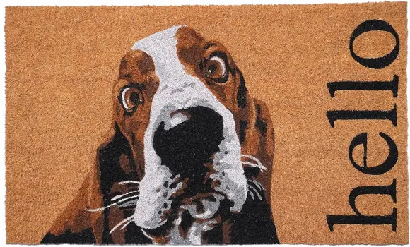 17" X 29" Natural And Red Coir Dog Outdoor Door Mat